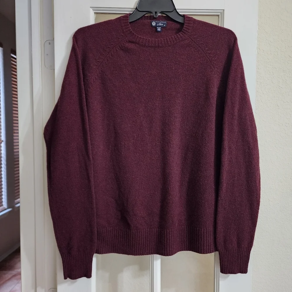 J.Crew Premium 100% Lambswool Burgundy Crewneck Sweater XL